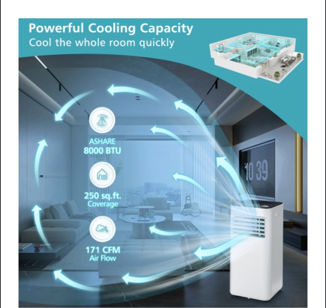 Costway 8000 BTU 3-in-1 Portable Air Conditioner - photo 3