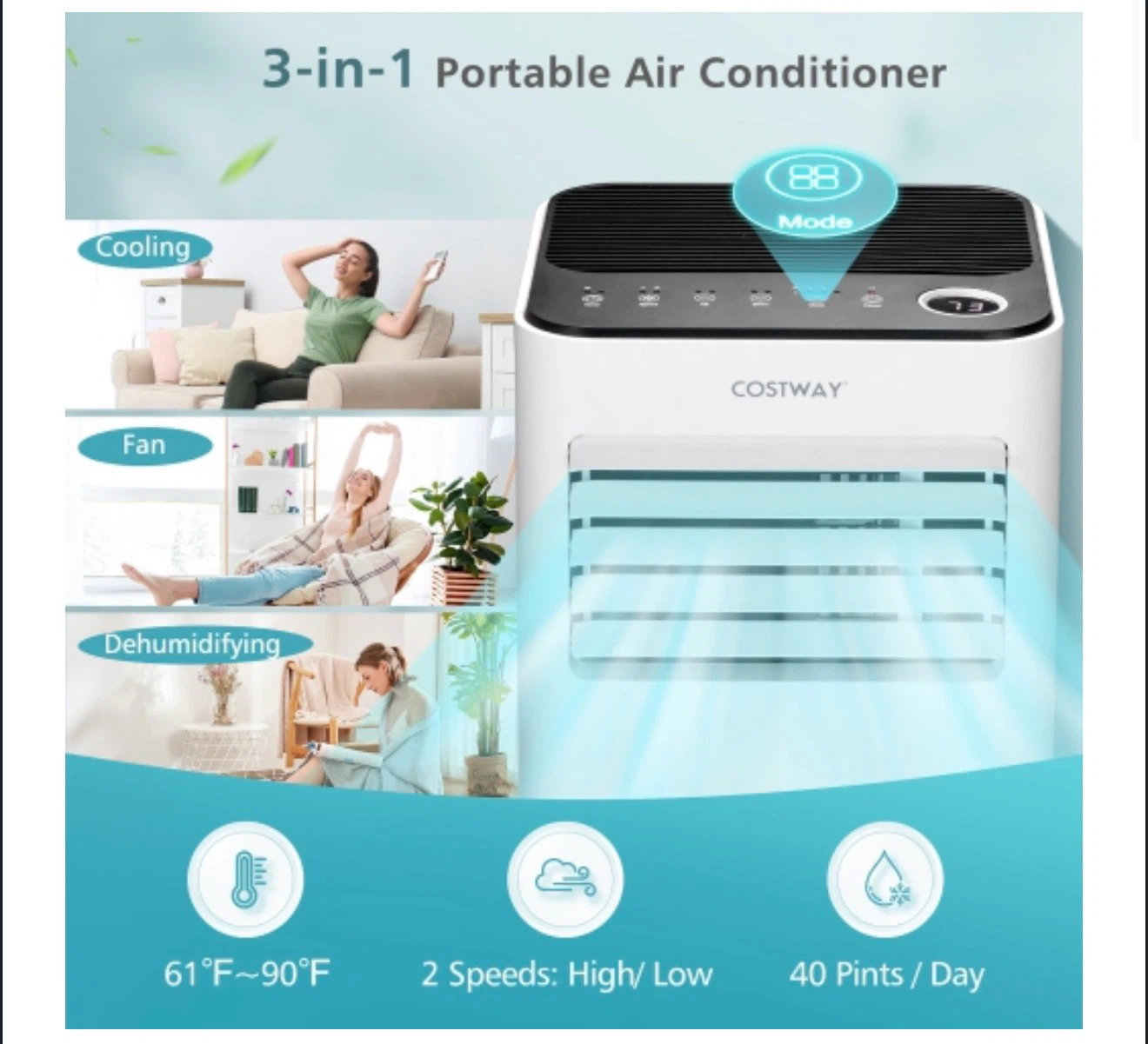 Costway 8000 BTU 3-in-1 Portable Air Conditioner - photo 4