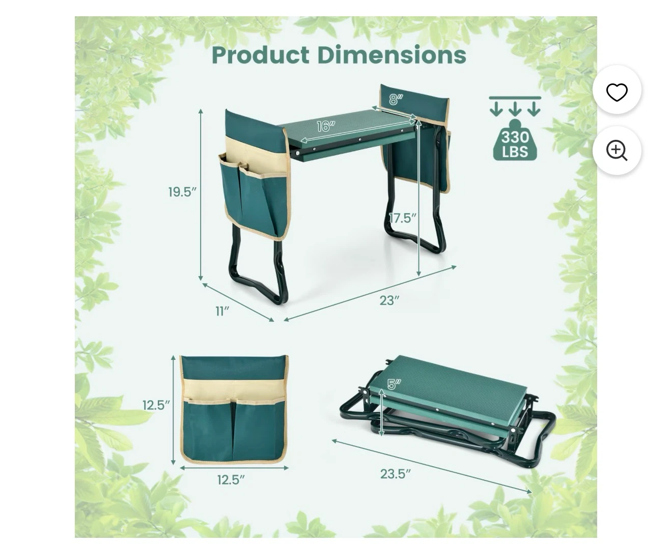 Costway Folding Garden Kneeler and Seat Bench - photo 3