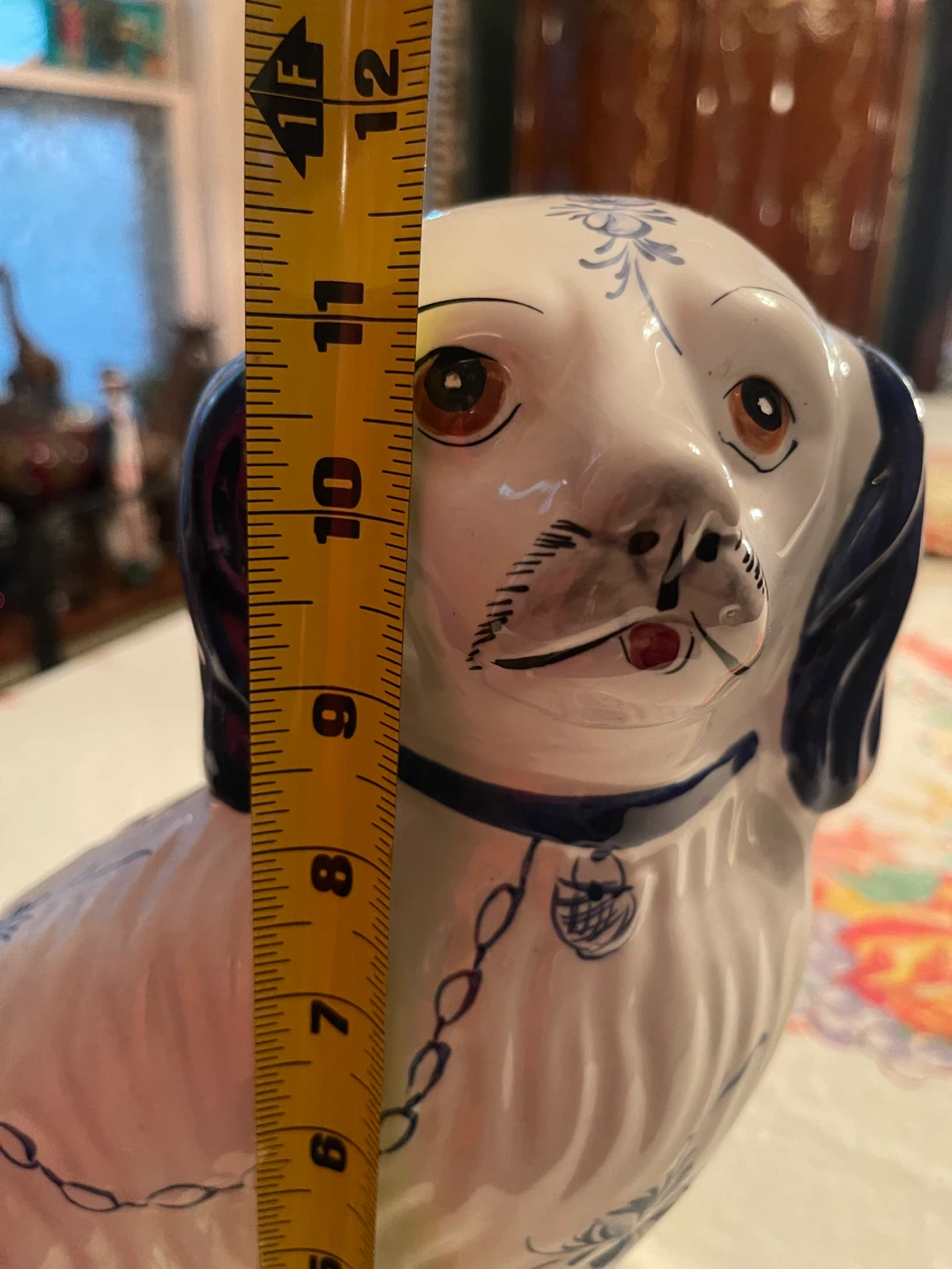 Pair of Hand Painted Portugal Porcelain Dog Figurines - photo 3