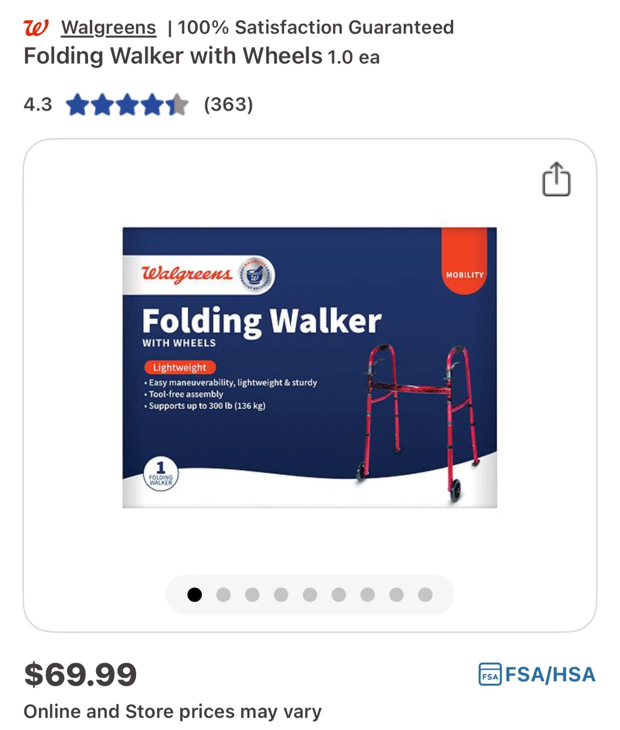 Walgreens Folding Walker with Wheels - photo 3