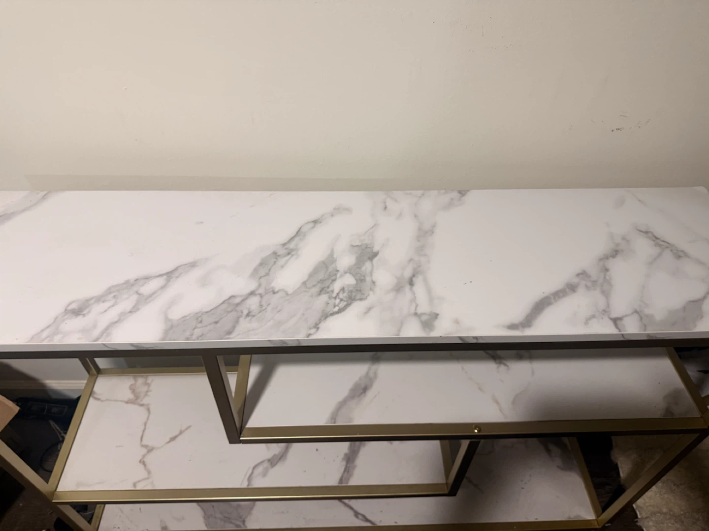 Gold and White Marble Console Table - photo 3