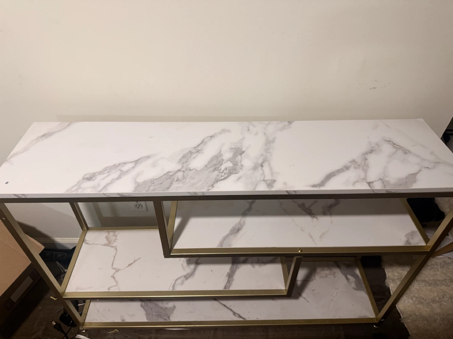 Gold and White Marble Console Table