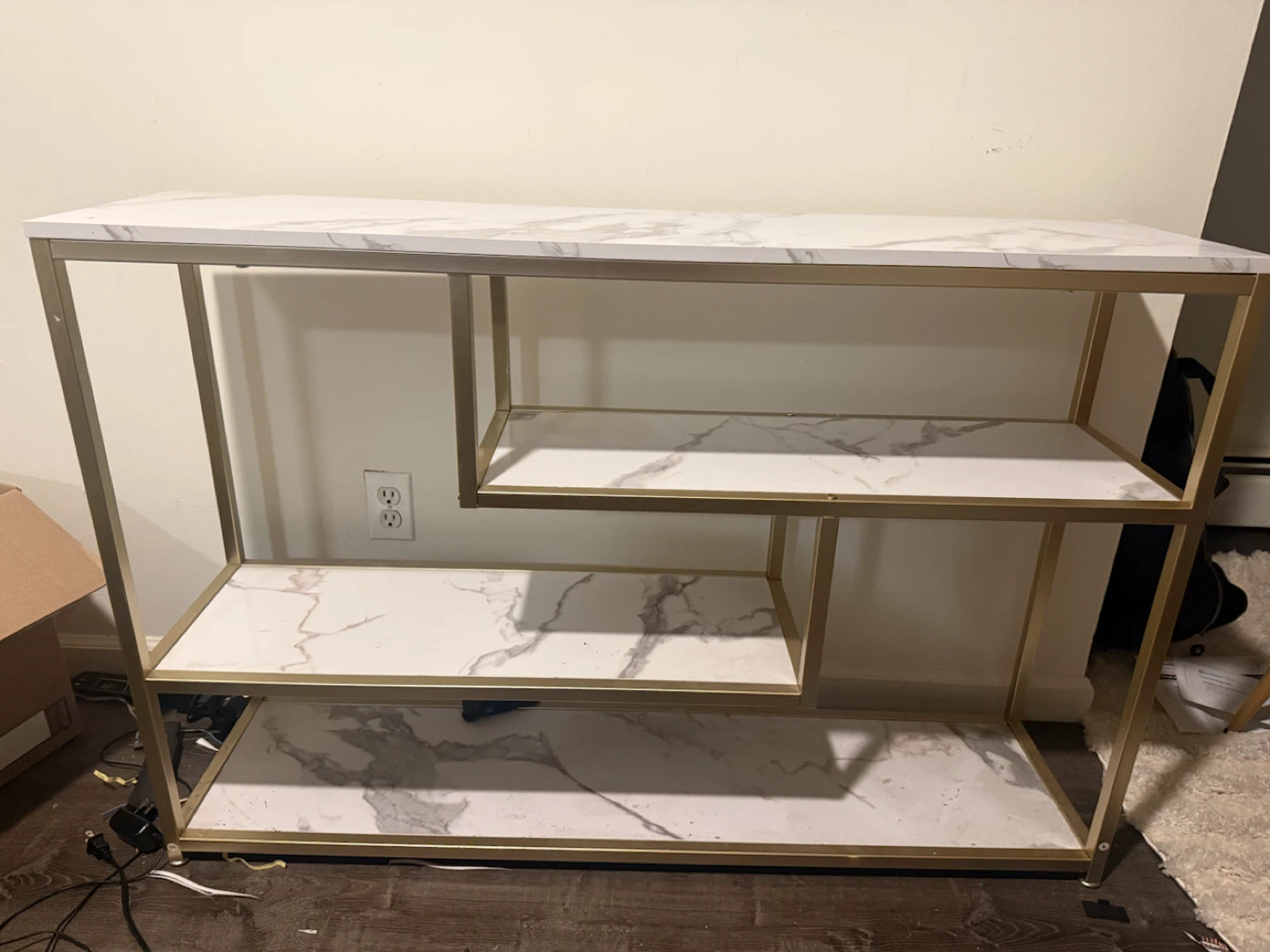 Gold and White Marble Console Table - photo 5