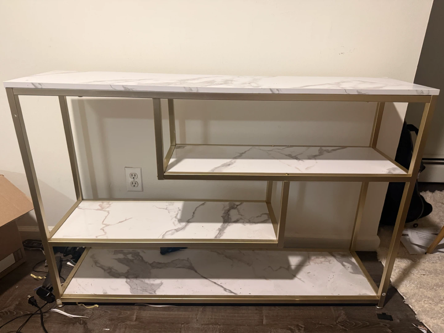 Gold and White Marble Console Table - photo 2
