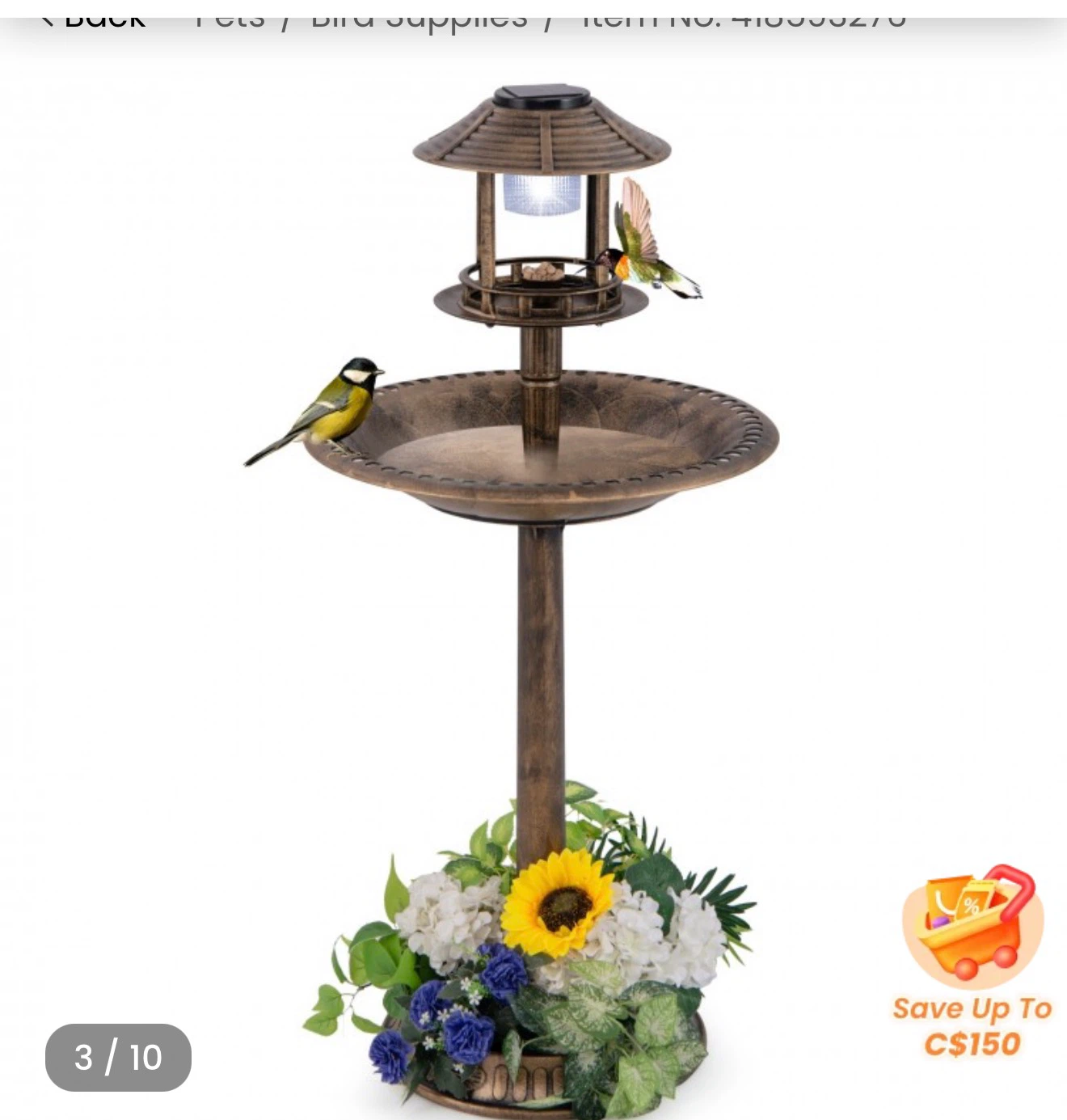 Solar Powered Bird Bath and Feeder - photo 2