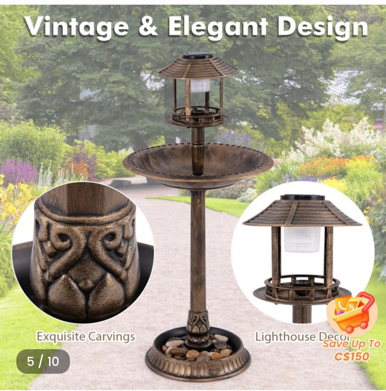 Solar Powered Bird Bath and Feeder - photo 4