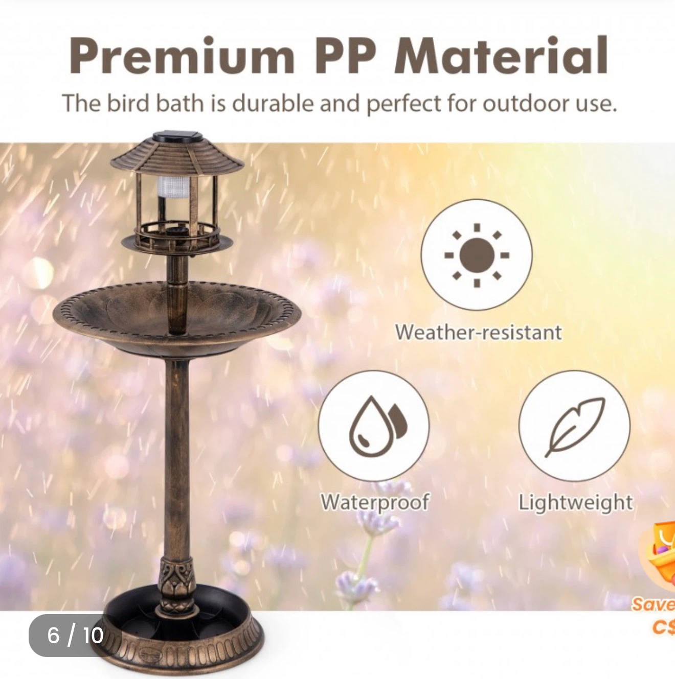 Solar Powered Bird Bath and Feeder - photo 5