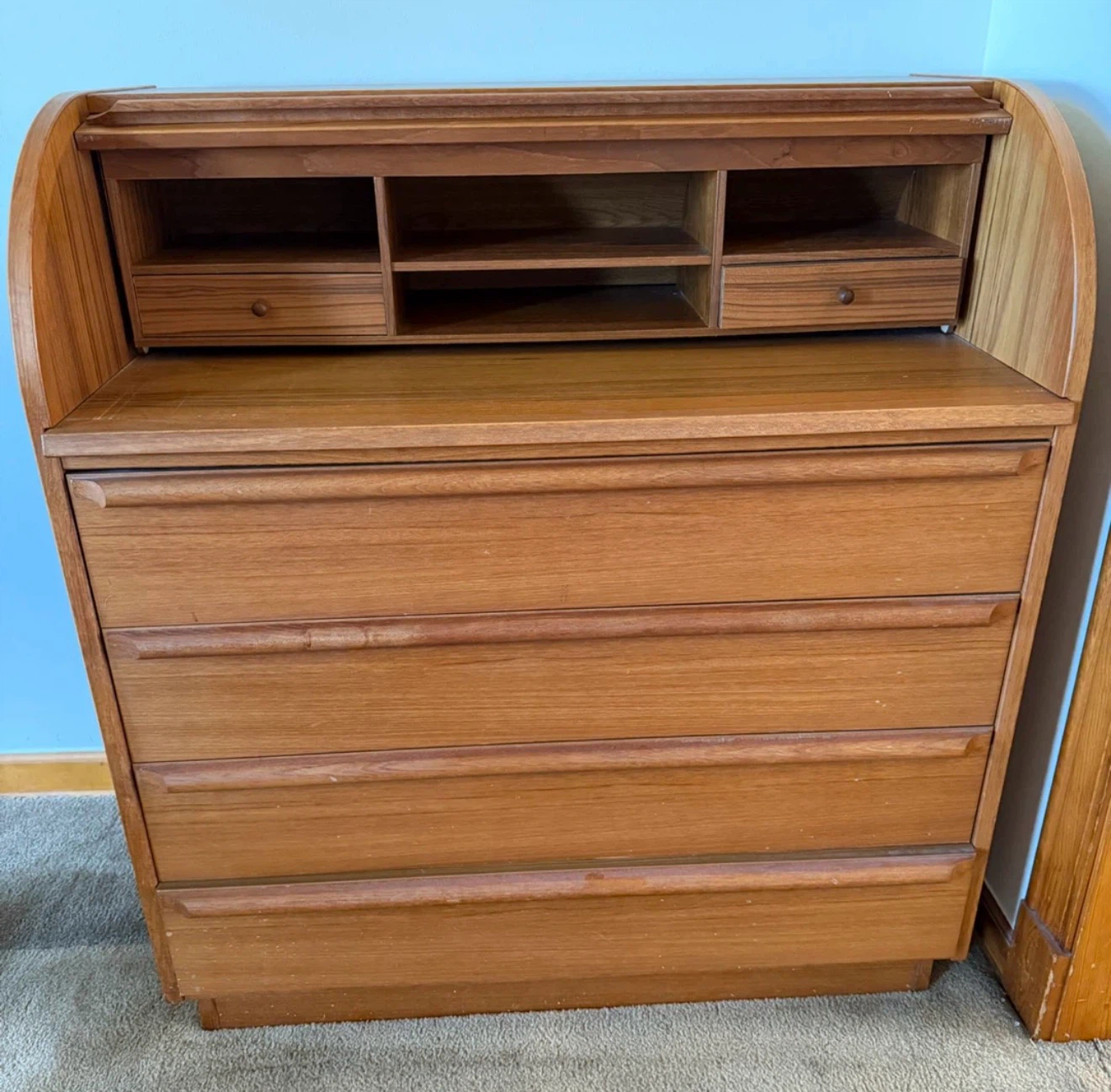 Vintage Mid-Century Modern Roll Top Desk