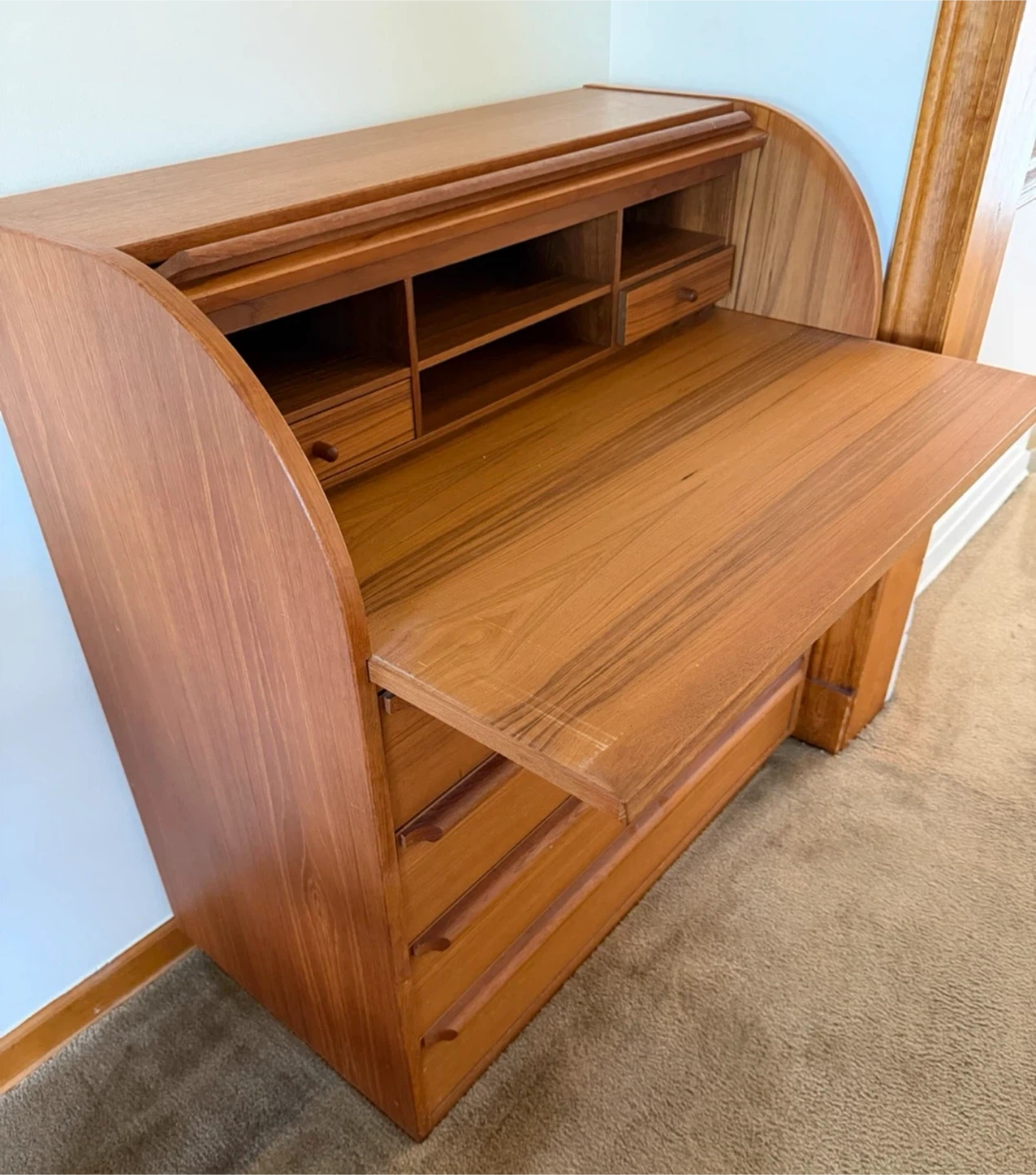 Vintage Mid-Century Modern Roll Top Desk - photo 2