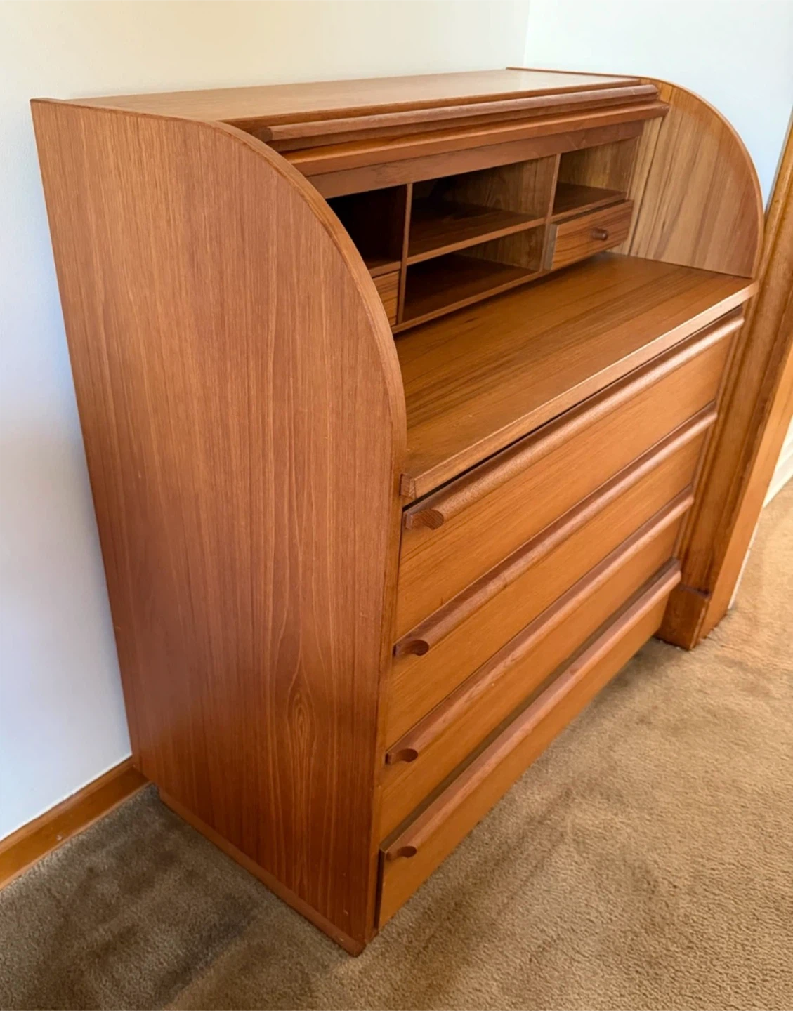 Vintage Mid-Century Modern Roll Top Desk - photo 4
