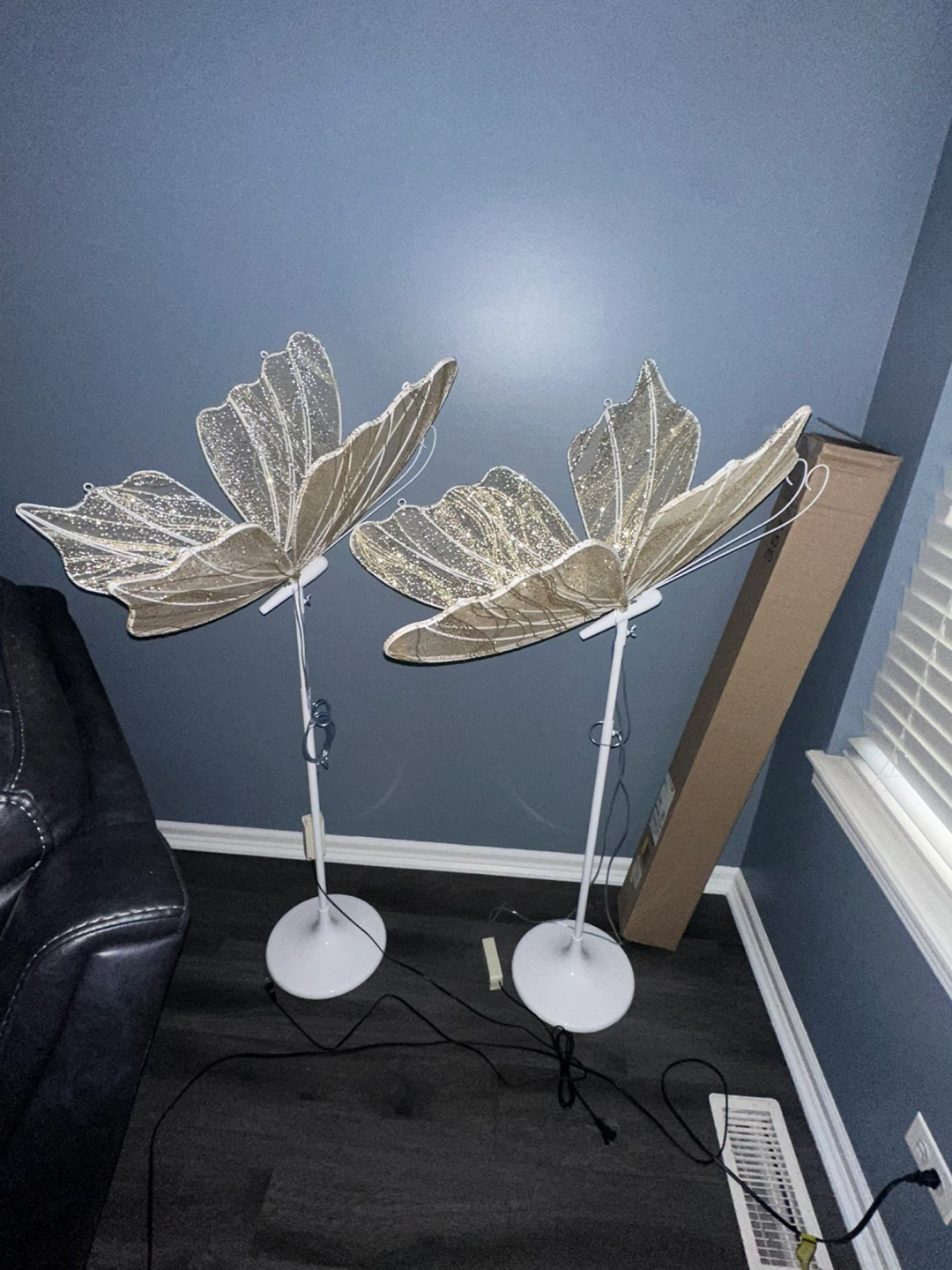 Set of 2 Decorative LED Butterfly Floor Lamps - photo 2