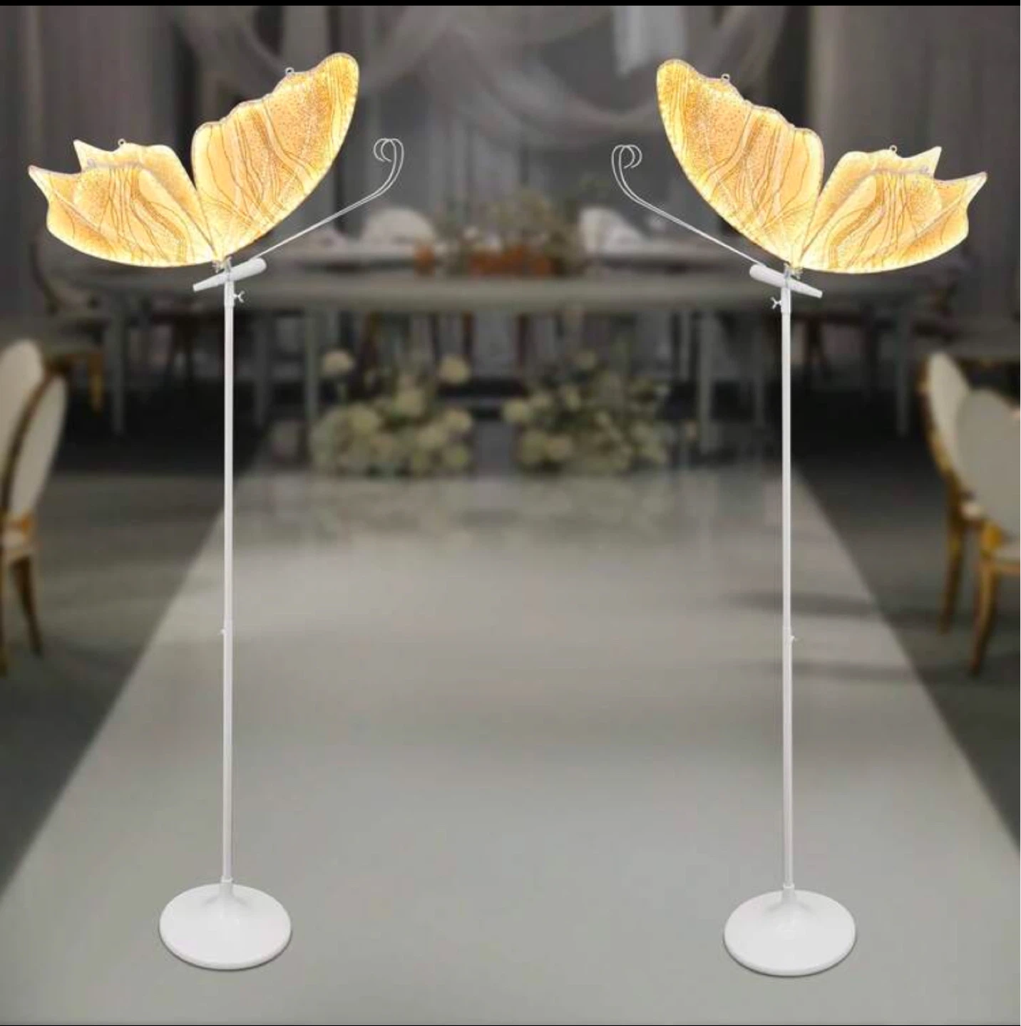 Set of 2 Decorative LED Butterfly Floor Lamps