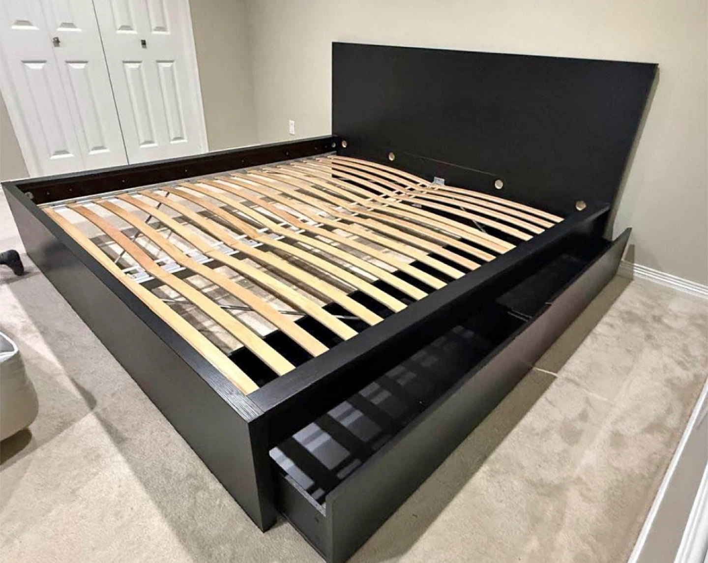 King Size Malm IKEA Bed Frame and 2 Drawers Black Brown - photo 2