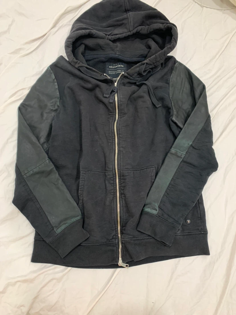 AllSaints Black Zip-Up Hoodie Medium - photo 2