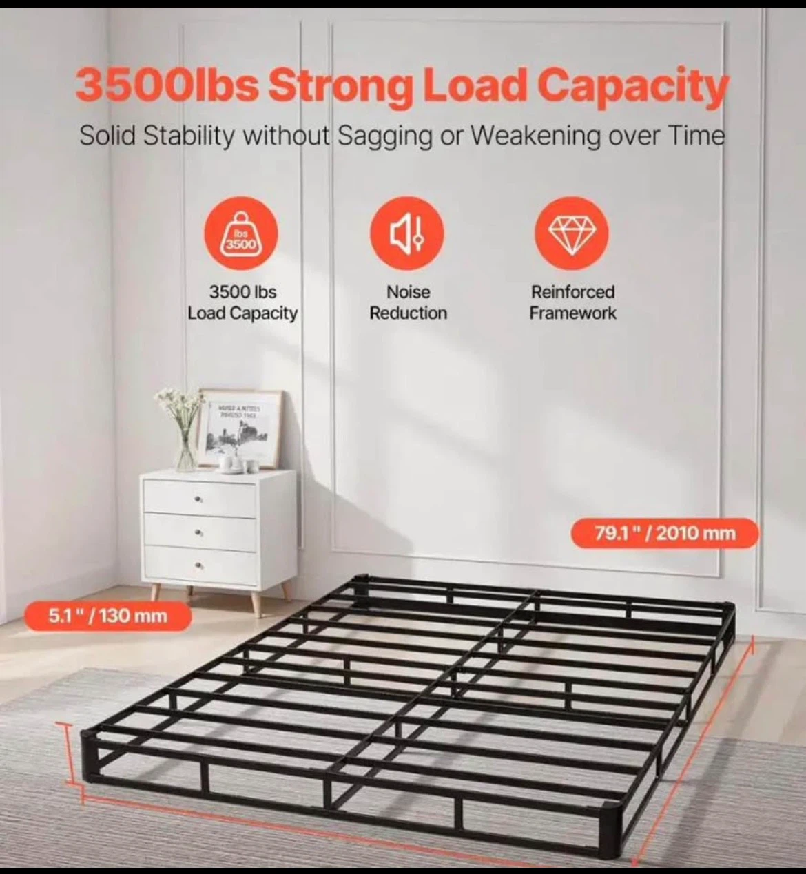 FREE Delivery:Metal Bed Frame Platform