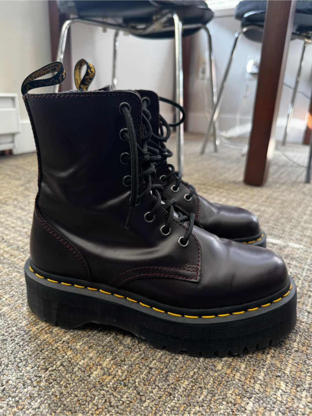 Dr. Martens Jadon Arcadia Platform Boots (Cherry Red)