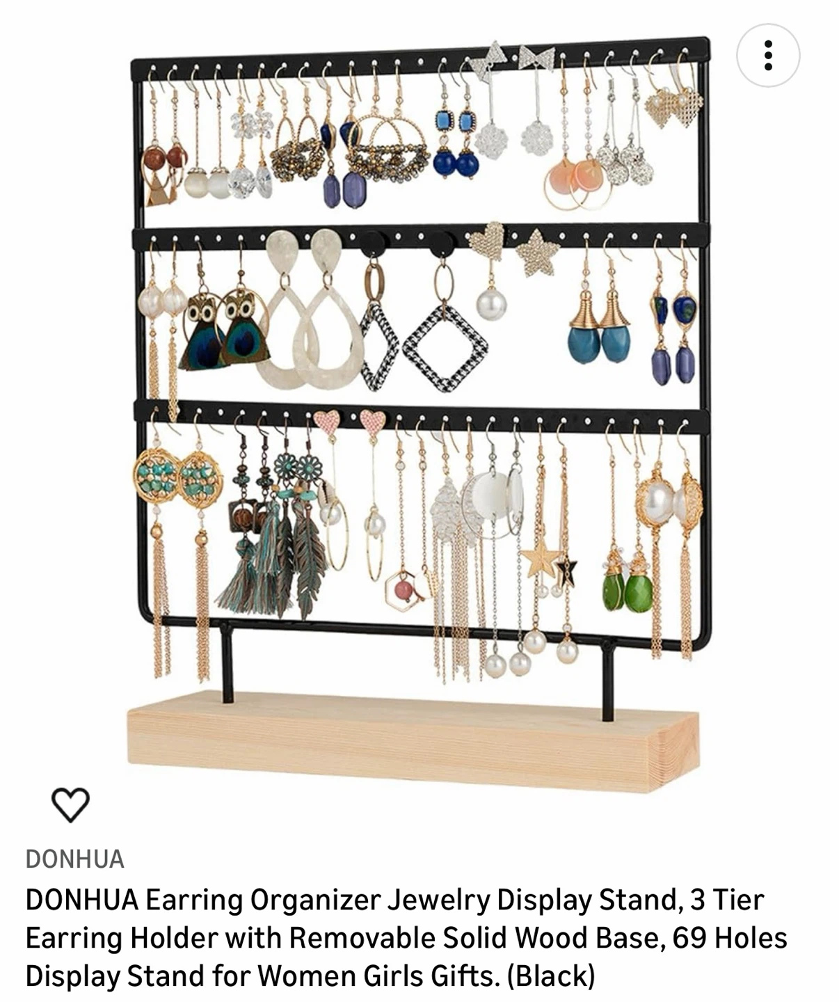 DONHUA 3-Tier Earring Organizer Jewelry Display Stand