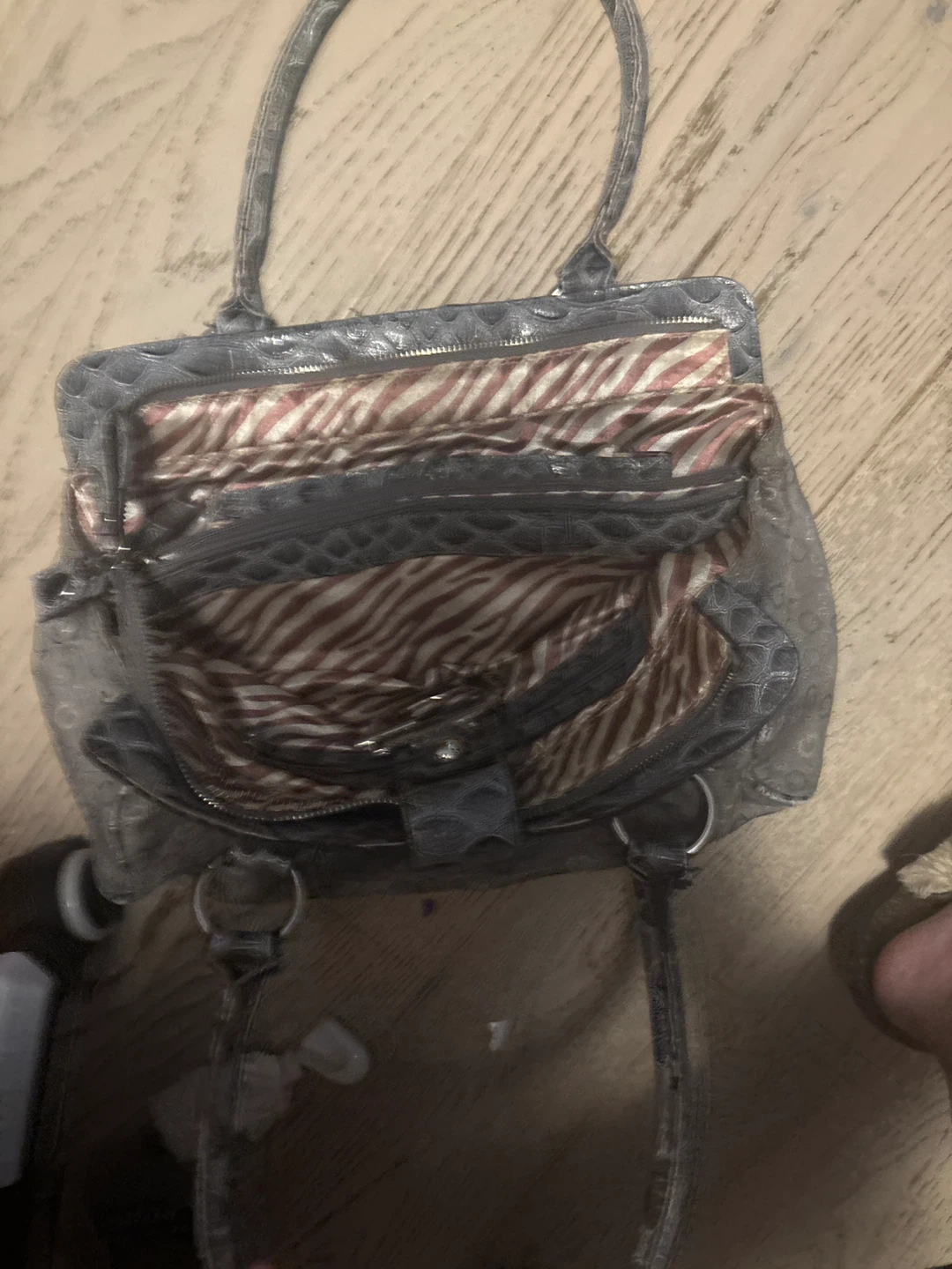 Vintage Y2K Guess Grey Monogram Satchel Handbag - photo 3