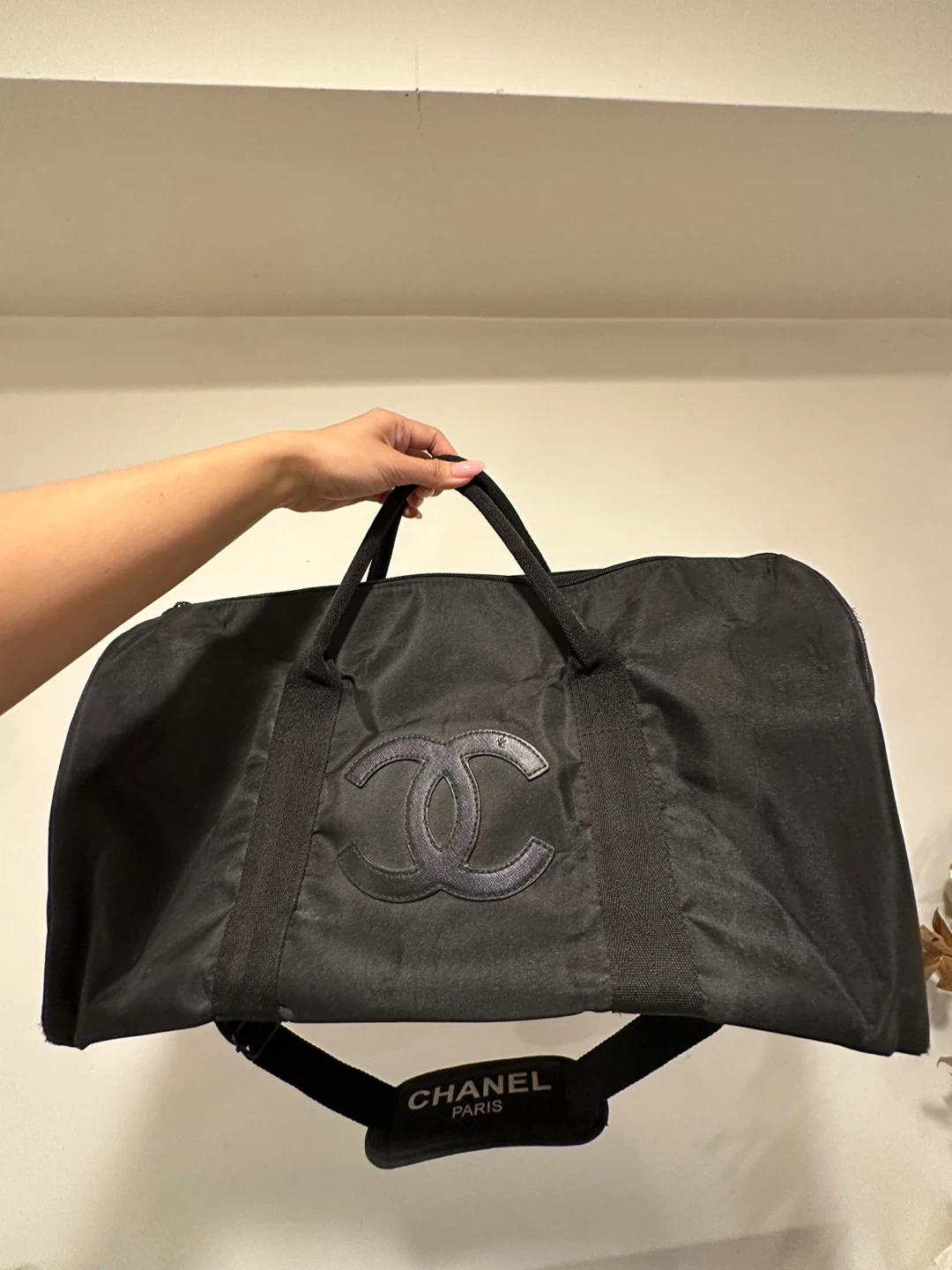 Chanel Black Nylon Travel Bag - authentic