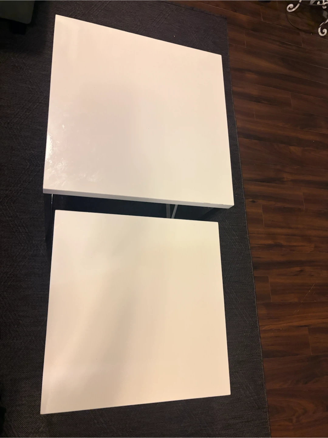 Set of 2 White Nesting Accent Tables with Chrome Frame - photo 3