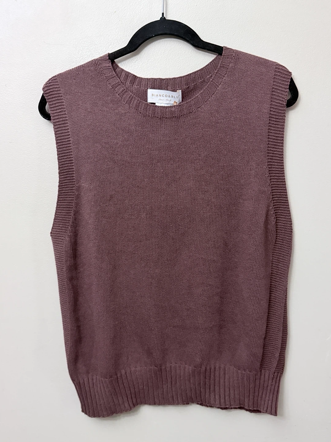 Bianco & Blu Sweater Vest Knit Dusty Brown Mauve M