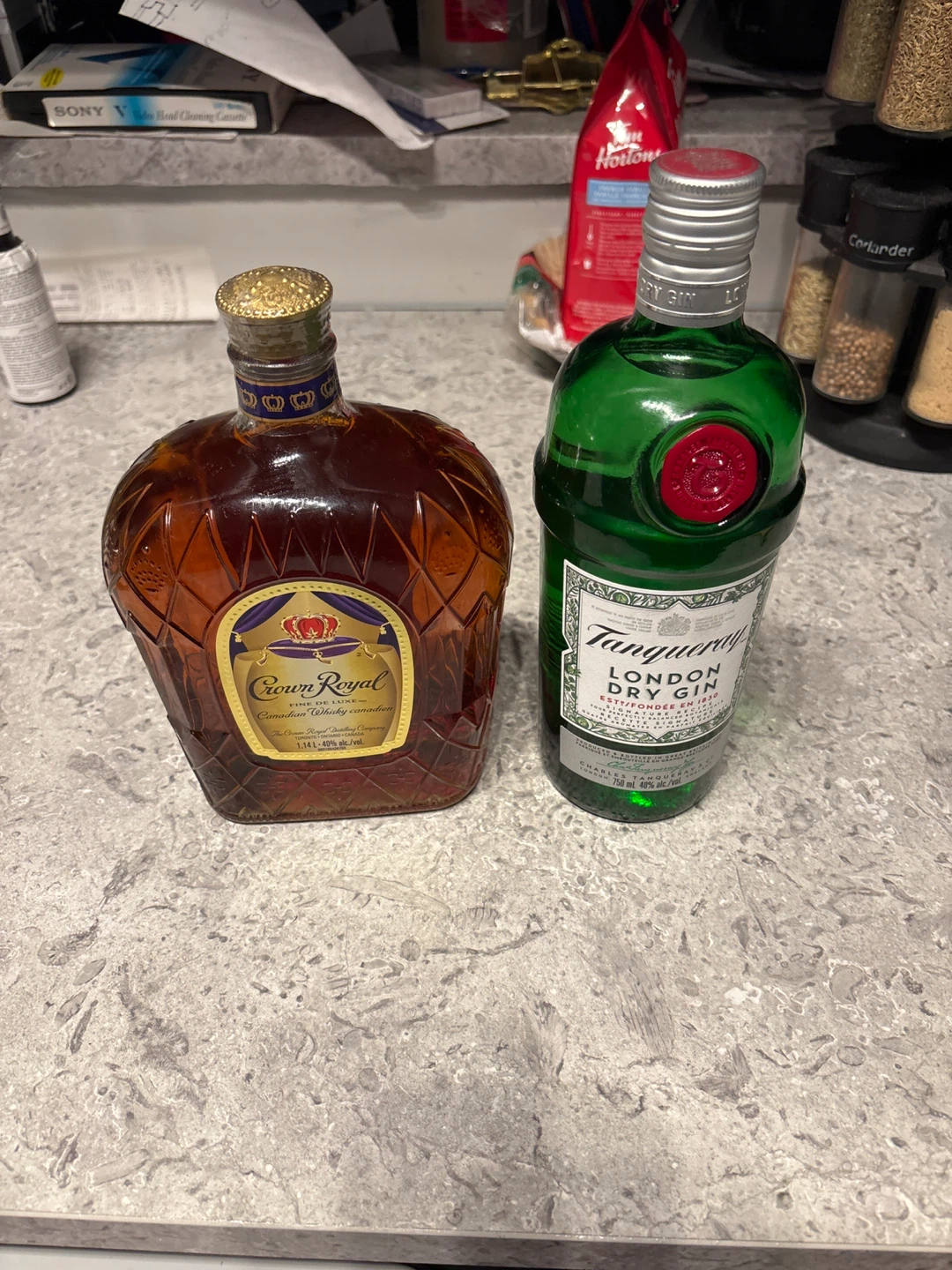 Crown Royal Whisky and Tanqueray Gin
