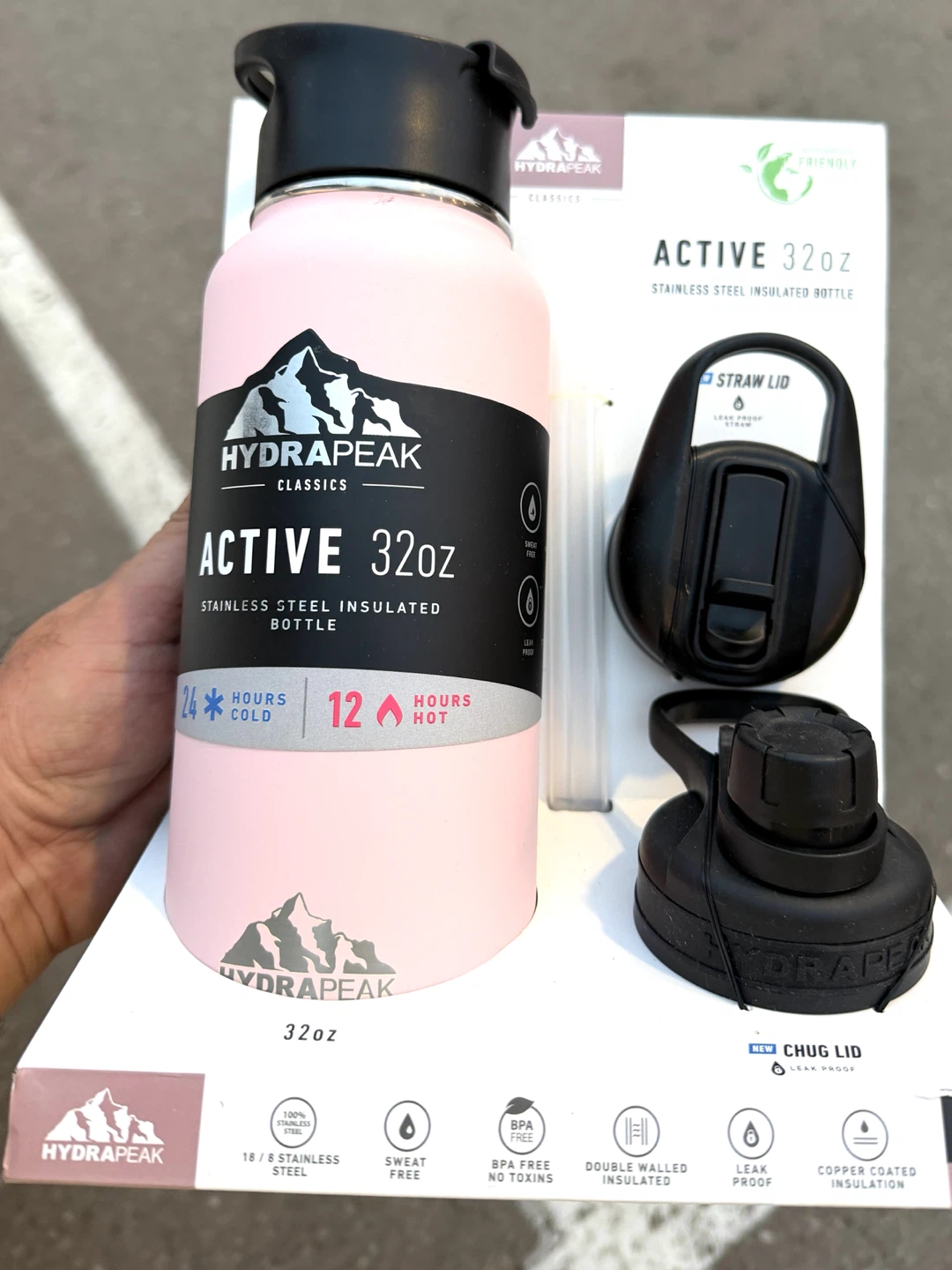Hydrapeak Active 32oz Stainless Steel Insulated Bottle Pink