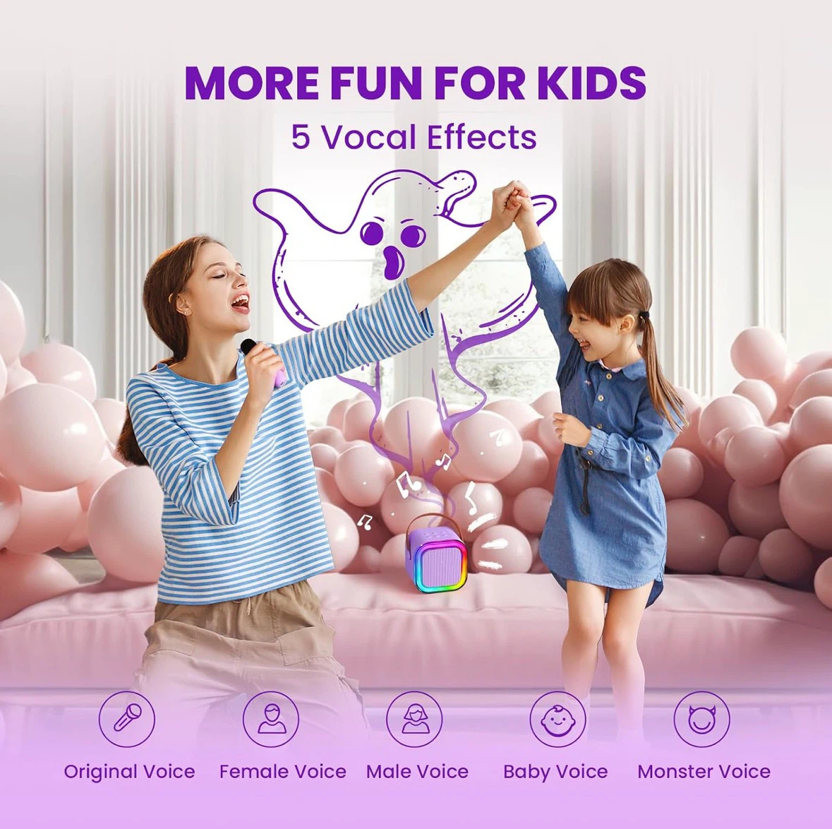 Mini Karaoke machine for kids, Purple 2 mic - BNIB - photo 4