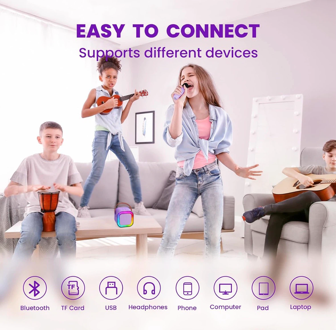 Mini Karaoke machine for kids, Purple 2 mic - BNIB - photo 5