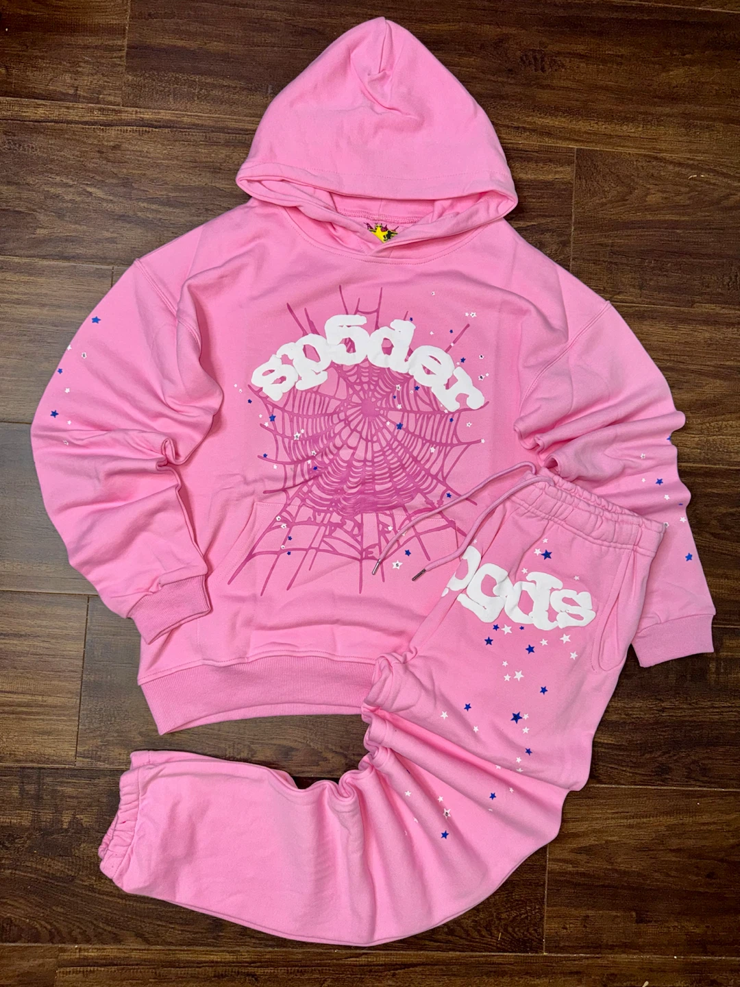 SP5DER Pink Hoodie and Sweatpants Set