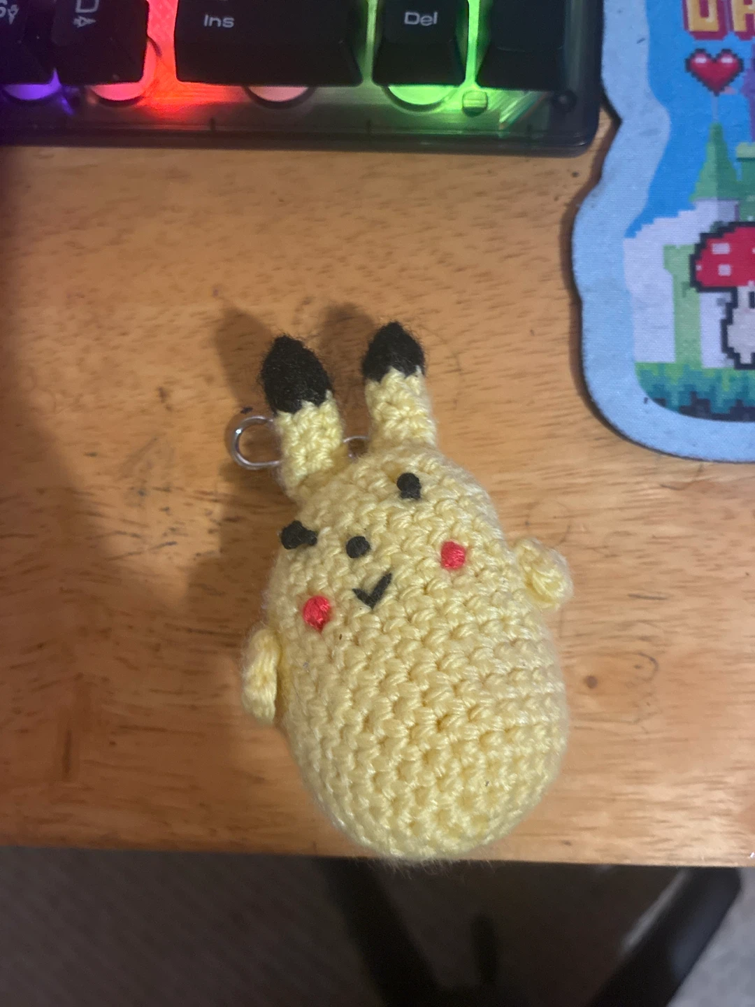 Crocheted Pikachu Keychain