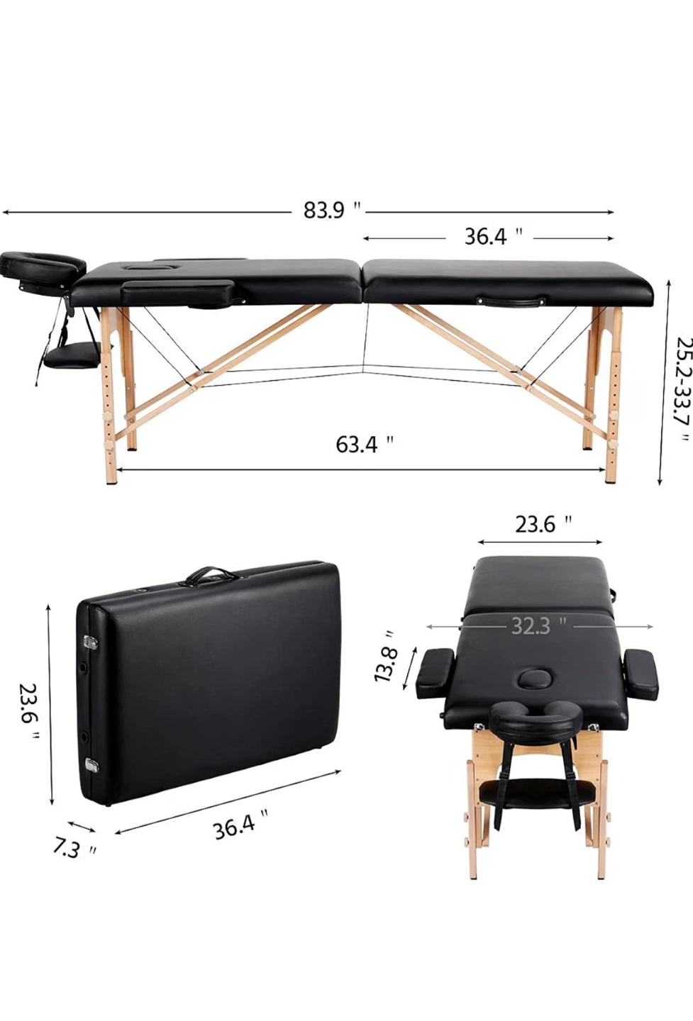 Portable Massage Table Black