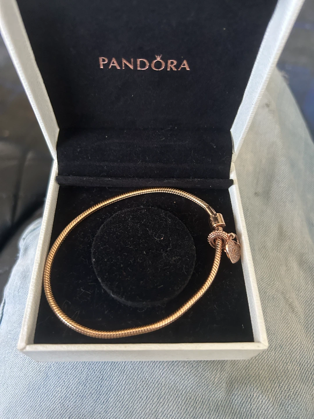 Pandora Rose Bangle Bracelet with Heart Charm