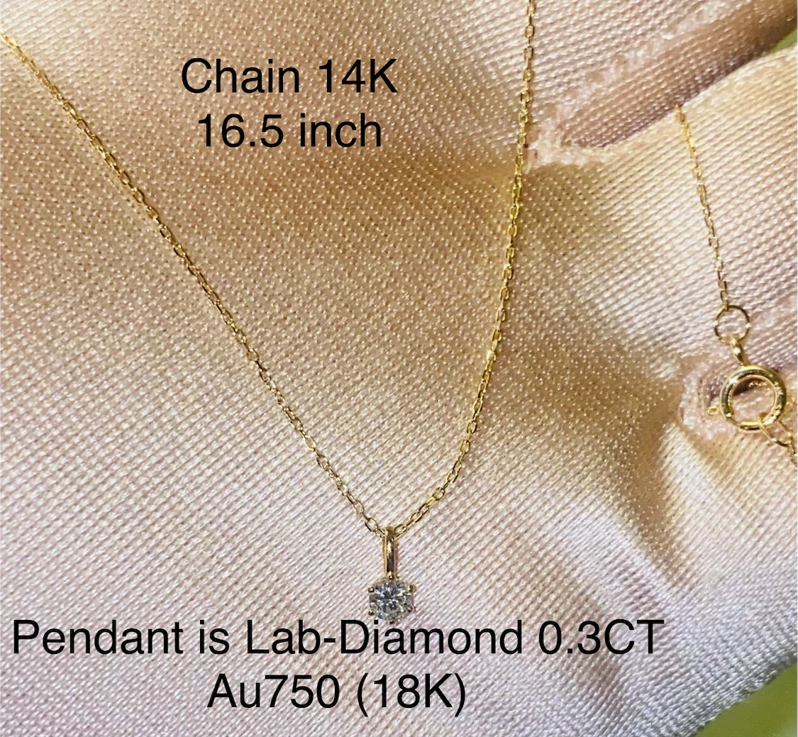 14K Gold Chain with 0.3CT Lab-Diamond Pendant