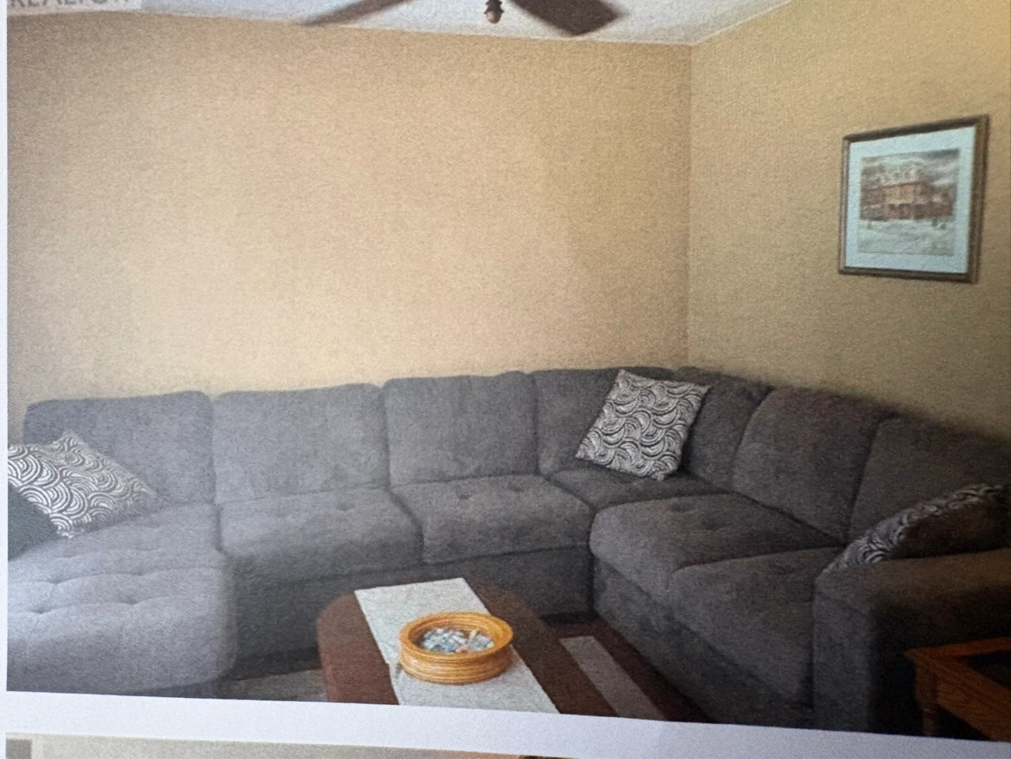 Grey Sectional Sofa with Cushions