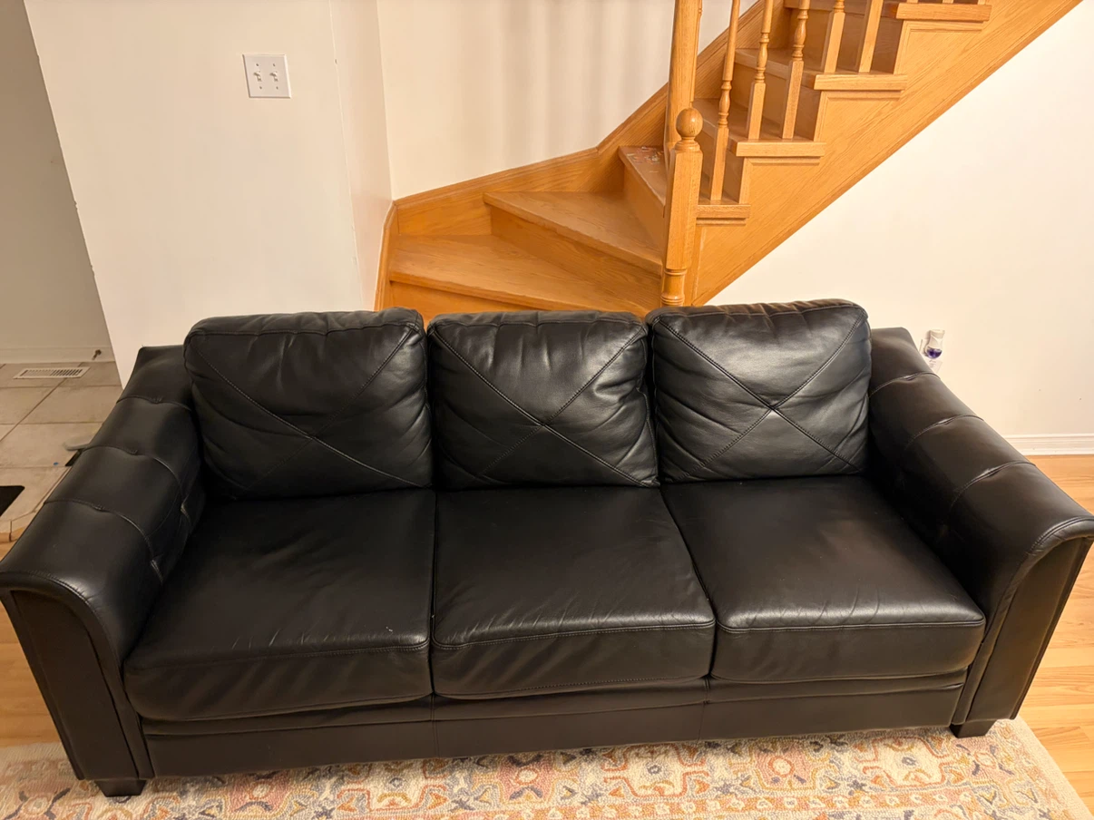 Black Faux Leather Sofa