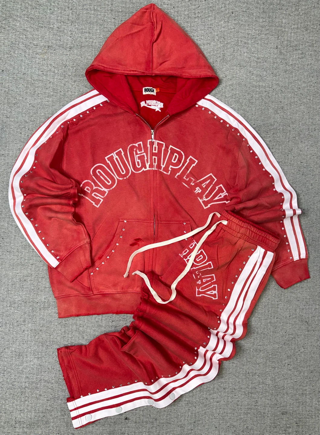 Roughplay Red Hoodie and Pants Tracksuit Set