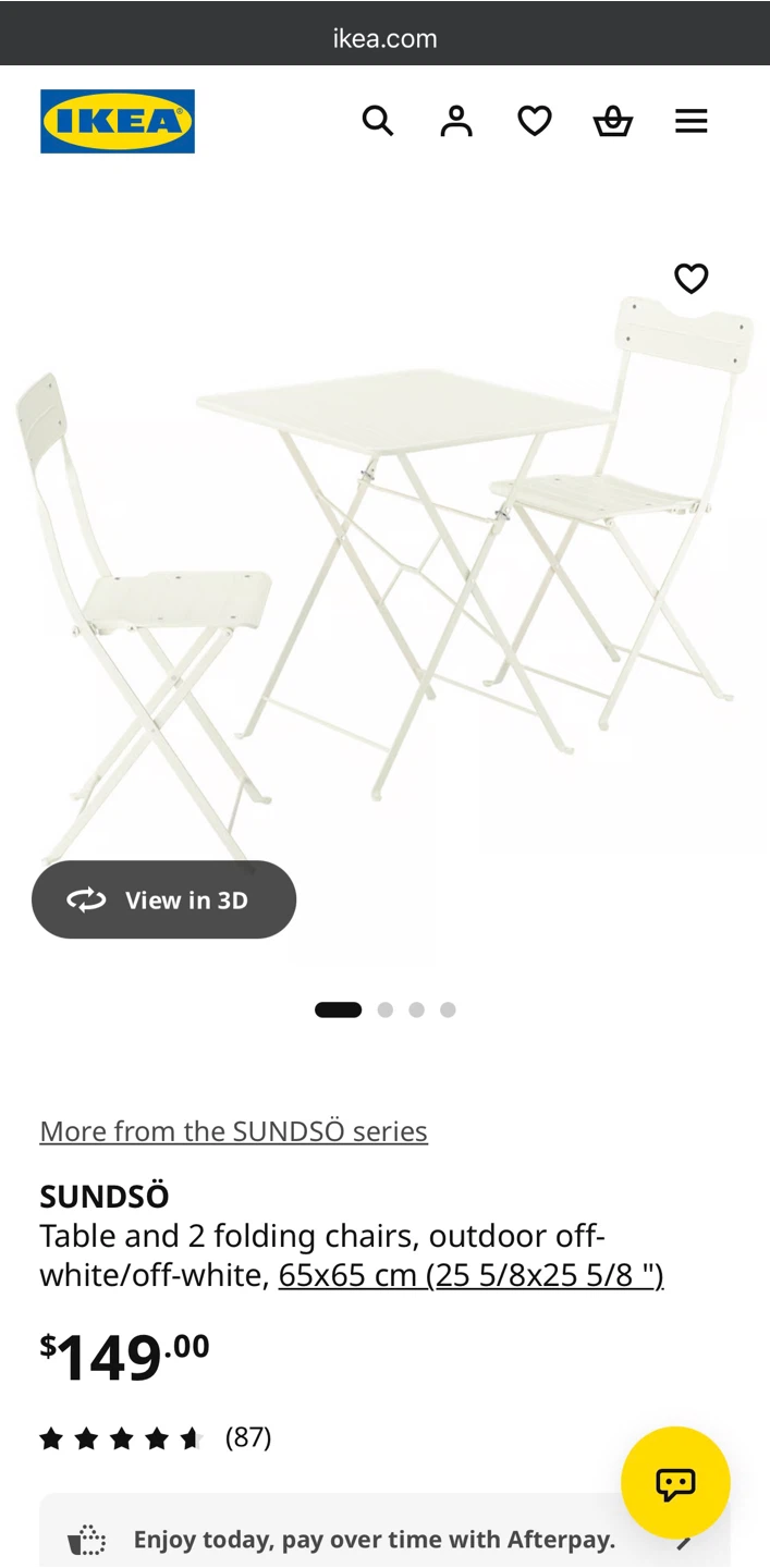 IKEA SUNDSO Table & 2 Folding Chairs - White