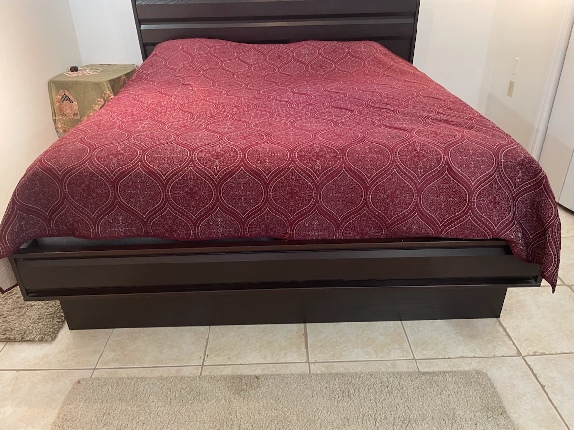 Dark Brown King Size Bed with(4)Storage - photo 2