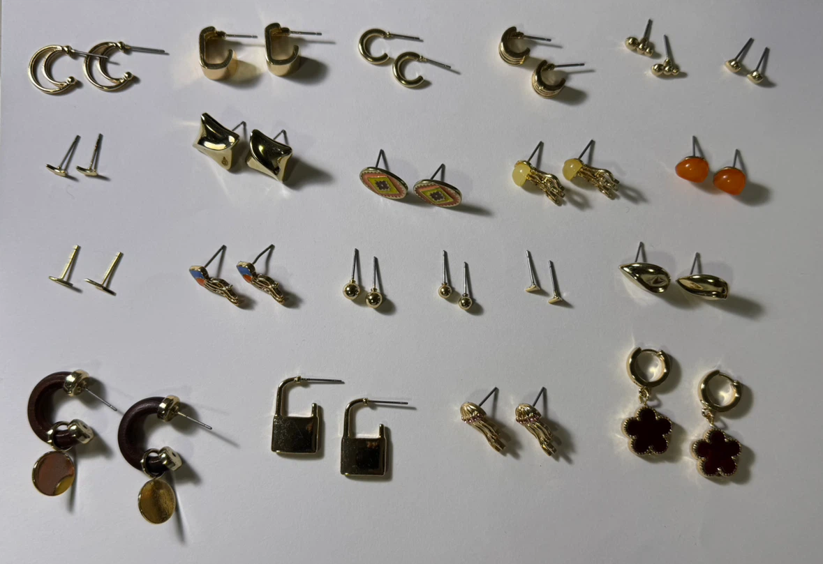 21 pc Gold Tone Earring Bundle