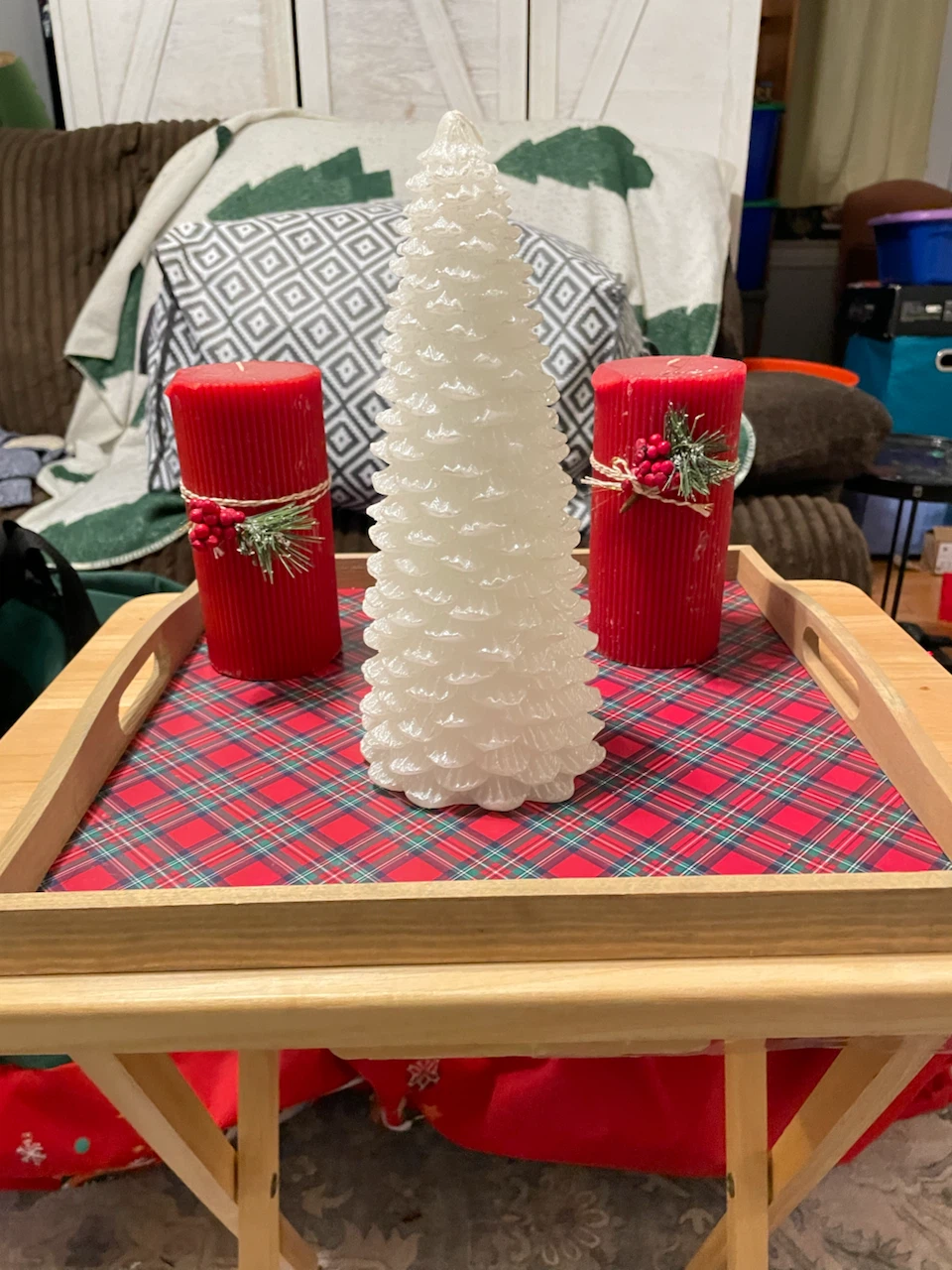 Christmas Candle Set and tray
