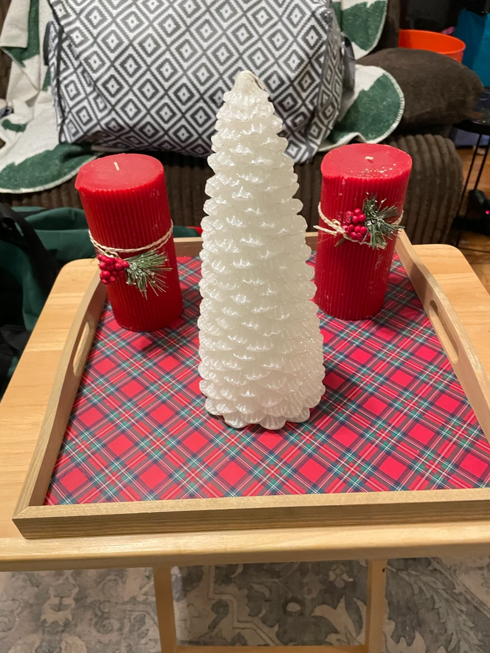 Christmas Candle Set and tray - photo 2