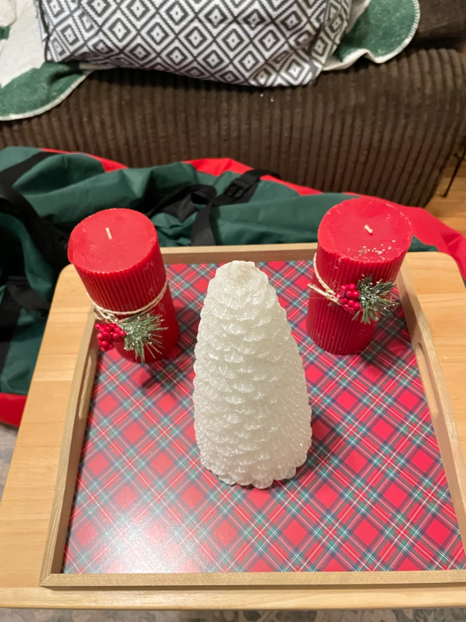 Christmas Candle Set and tray - photo 3