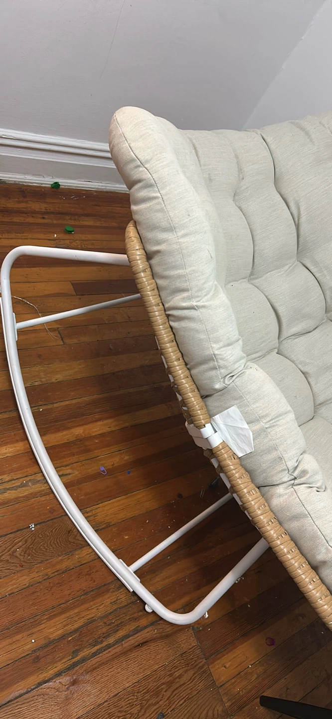 Wicker and Metal Rocking Lounge Chair