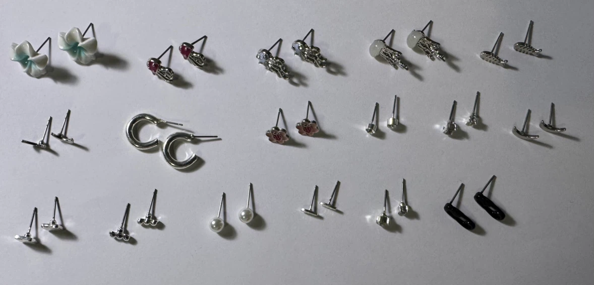 17 pc Silver Tone Earrings