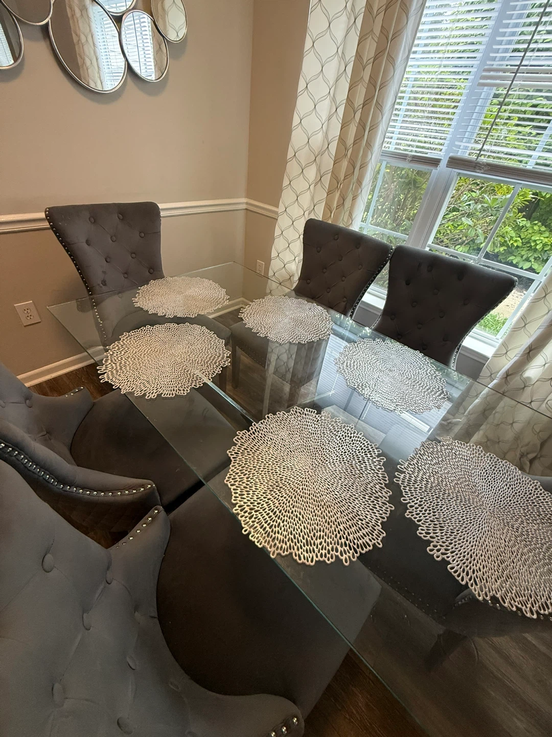 Velvet Dining Chairs with Lion Head Knocker (Set of 4)
