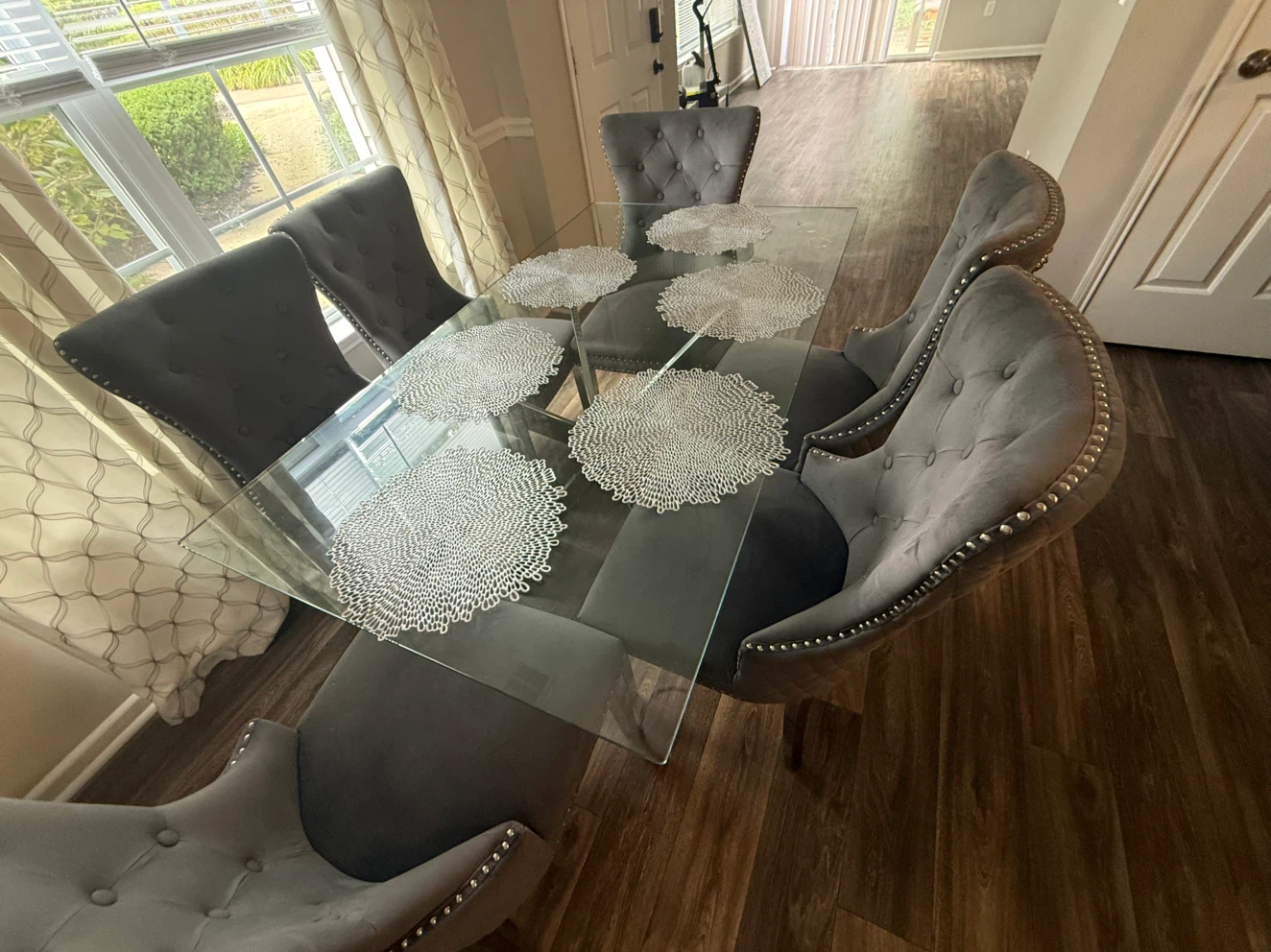 Velvet Dining Chairs with Lion Head Knocker (Set of 4) - photo 3