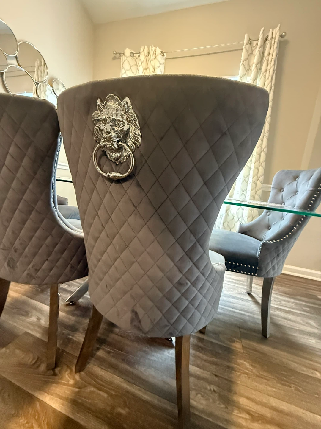 Velvet Dining Chairs with Lion Head Knocker (Set of 4) - photo 4