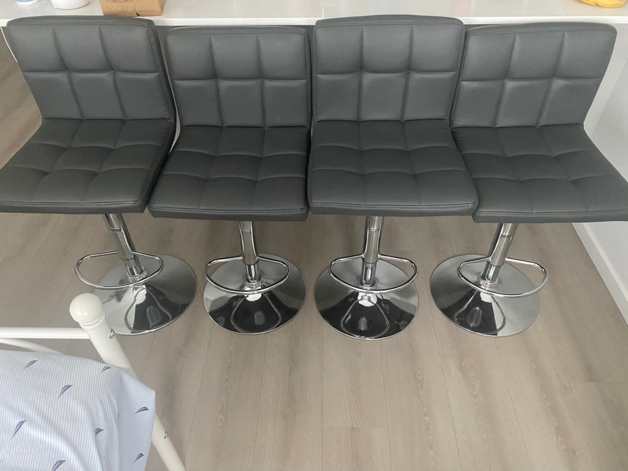 Set of 4 Adjustable Grey Bar Stools